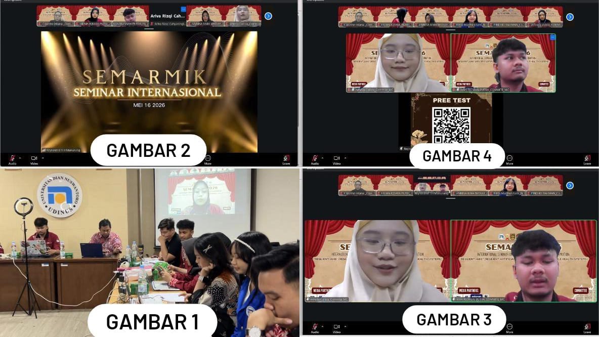Keterangan : Gambar 1 Persiapan Panitia, Gambar 2 Registrasi Peserta, Gambar 3 Pembukaan Acara oleh MC, Gambar 4 Pre Test Sekaligus Presensi Awal Peserta